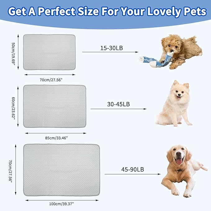 Dog Cooling Mat, Durable Machine Washable Pets Cool Pad, XX-Large, Grey