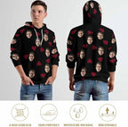 Artsadd Custom Face Unisex athletic Pockets Sweatshirt Loose Hoodie Custom Christmas Long Sleeve Sweatshirt Hooded Pullover
