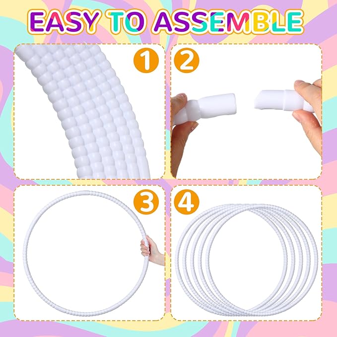 Shappy 6 Pcs Exercise Hoop Detachable Adjustable Plastic Toy Playground Toys Colored Hoop Circles for Teens Games Gymnastics Dog Agility Equipment Party Decor