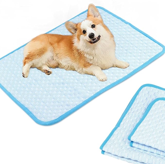 Cooling Mat Pad for Dogs Cats Ice Silk Cooling Bed for Dogs Ice Bed for Cats Pet Mats for Cats Bed Dog Pad Pupy Pad for 5Kg Pet (S/50X40CM)