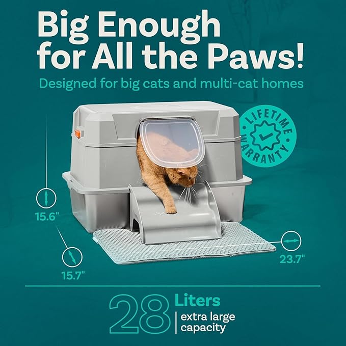 Stainless Steel Cat Litter Box with Lid - XL 3-in-1 Design for Indoor Cats - Stainless Steel Litter Box - Maximum Privacy and Odor Control for Indoor Cats - Blue