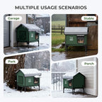 Apasiri Heated Cat House Weatherproof - Insulated Outdoor Cat Shelter with Thermostatic Heating Pad, Water Resistant 900D Oxford Feral Cat House with Anti-Peep Curtains Escape Door for Winter, Large