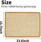 PODOO Bunny Scratch Pads, Sisal Rabbit Scratching Pad, Natural Rabbit Resting Mats for Cages, Forage Grass Mat Indoor Essentials Accessories for Guinea Pig Cat (2Pcs, 23.6 x 15.7 inches)