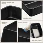 Stainless Steel Cat Litter Box - Large Metal High Sided Litter Pan, Non-Stick & Odor-Free, Easy to Clean, Anti-Leakage Pet Toilet for Cats/Kittens/Rabbits（17.7" L x 13.8" W x 6" H）