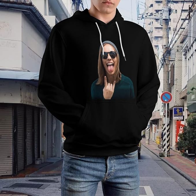 Artsadd Custom Face Unisex athletic Pockets Sweatshirt Loose Hoodie Custom Christmas Long Sleeve Sweatshirt Hooded Pullover