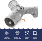 Tempcore Pet Cat Tunnel Tube Cat Toys 3 Way Collapsible, Cat Tunnels for Indoor Cats Fleece-Lined in for Warmth，Kitty Tunnel Bored Pet Toys Peek Hole Toy Ball Puppy, Kitten, Rabbit Gray Sun
