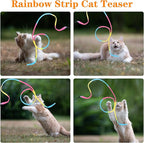 Cat Wand Rainbow Toy, 3pcs Rainbow Ribbon Cat Wand for Kittens Training Rainbow Ribbon Cat Interactive Catcher Wand Stick Toy for Kitten Cat Indoor Exerciser Playing(30cm)