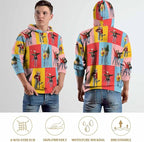Artsadd Custom Face Unisex athletic Pockets Sweatshirt Loose Hoodie Custom Christmas Long Sleeve Sweatshirt Hooded Pullover