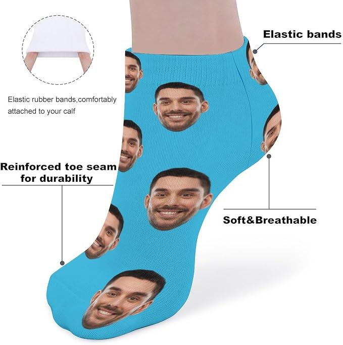 Personalized Ankle Socks with Face Custom Photo Socks Low Cut Ankle Socks Athletic Socks Valentine's Day Gifts for Women Men