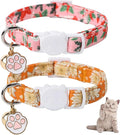 Unique Style Paws Christmas Kitten Collar,2 Pack Cat Collar for Girl Cats with Flower Pattern,Breakaway Cat Collar with Bell,Cute Paw Pendant,Ideal Gift for Boy Girl Cats
