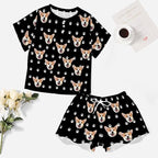 D-Story Custom Short Pajama Set with Pet Face Personalized Photo Sleepwear 2 Pieces Pjs Nightwear Xmas Gift for Women