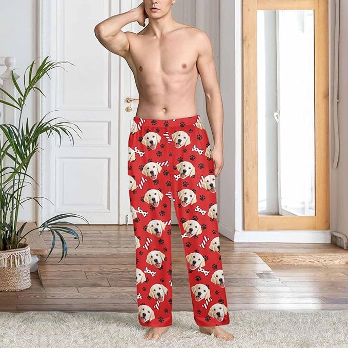 Custom Couple Pajama Pants Sock with Funny Face, Personalized PJ Anniversary Birthday Women Men Pants