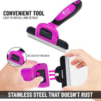 Deshedding and Grooming Tool - Stainless Steel Knot Detangler Comb for Dogs & Cats, Reduces Shedding by 95% (Pink)