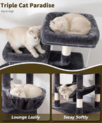 AMHANCIBLE Tall Cat Tree, 70 Inch Cat Tower for Indoor Cats, Multi-Level Cat Tree with Scratching Post, Hammock, Hanging Basket, Large Cat Condos for Adult Cats Kittens, Dark Grey, PT18DG