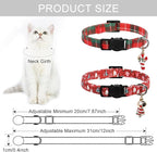 Lionet Paws 2pcs Pack Christmas Cat Collarr,Christmas Tree & Red Green Plaid Cat Kitten Collars with Breakaway Buckle,Ideal for Girl Cats