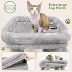 Globlazer Cat Tower for Indoor Cats, Heavy Duty Cat Trees for Large Cats Adult Big Cats Maine Coon Cat Tree Tower with Scratching Post, Extra Large Top Perch, Cat Condos, F61, Light Grey, 61inch