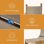 Cat Scratcher, Double Layer Cat Scratching Board, L Shaped Vertical Cat Scratcher for Wall and Couch Protection, Cat Cardboard Scratcher with 5 Ball Toys for Indoor Cats