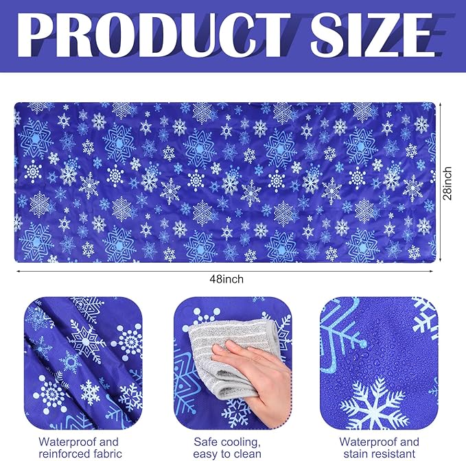 Cooling Pad Mat for Sleep Cooling Mattress Pad Gel for Bed, Relieve Pain, Summer Hot Flashes, Adult, Pets, No Water or Electricity Required (Blue,White,60 x 20 Inch)