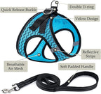 BOOMIBOO Dog Harness with Leash Set, No Pull Adjustable Reflective Step-in Puppy Pet Vest Harnesses for Small Medium Large Dogs and Cats,Blue Stripe S