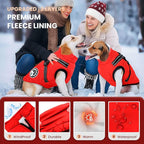 PETCARE Winter Dog Coat with Harness Built in Waterproof Dog Jackets Warm Pet Fleece Vest Windproof Snow Jacket Snowsuit Reflective Dogs Cold Weather Coats for Puppy Small Medium Large Dogs Cats