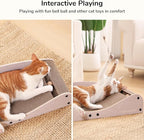 FUKUMARU Cardboard Cat Scratcher Bed, Extra Long 29.1 Inch Cat Scratch Bed Couch Indoor, Natural Felt Multifunctional Cats Scratching Lounger, Horizontal Kitten Cats Scratch Pad with Ball Toy, Camel