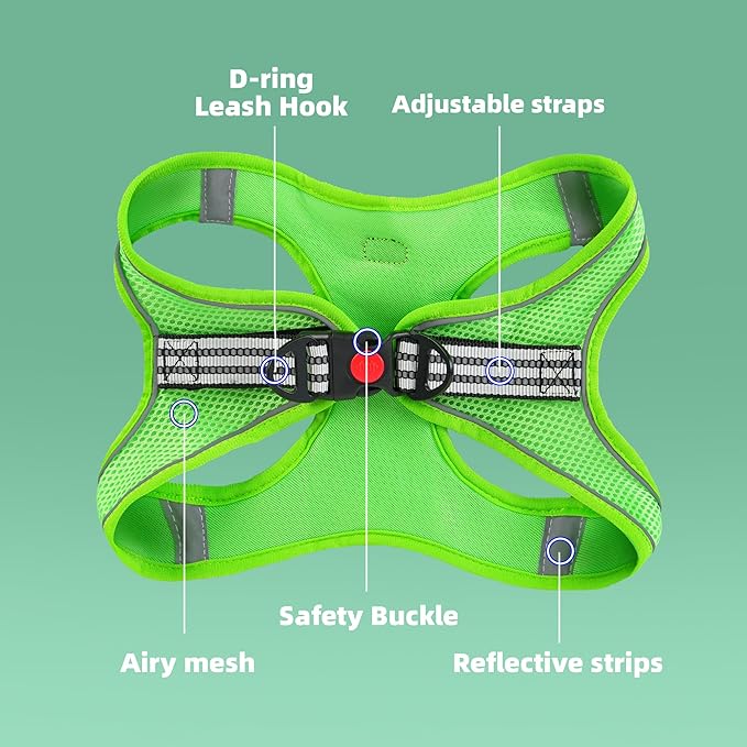 ROYPET Step-in Air Dog Harness, All Weather Mesh Step in Vest Harness for Small and Medidum Dogs and Cats, Adjustable Soft Padded Dog Vest with Easy Control Handle for Dogs Pets (Green, M)