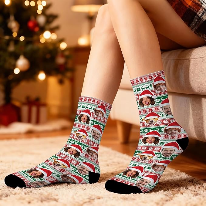 Artsadd Personalized Pajamas with Faces for Women Men Custom Christmas Pajamas Gifts for Family Couple, Funny Photo Pjs