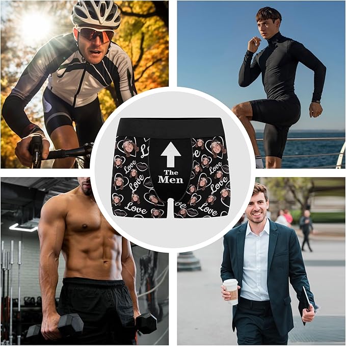 M YESCUSTOM Custom Faces Funny Short Briefs Gift for Husband Underwear