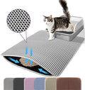 Jumbo Cat Litter Mat, 46x26 Inches Double Layer Honeycomb Litter Trapping Mat, Non Slip Waterproof Urine Proof Extra Large Cat Litter Box Mat, Kitten Supplies and Essentials, XXL, Gray