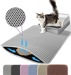 Small Cat Litter Mat, 20x14’’ Double Layer Honeycomb Cat Litter Box Mat, Non Slip Waterproof Urine Proof Litter Trapping Mat for Floor, Kitty Litter Pad, Indoor Pet Supplies, Gray