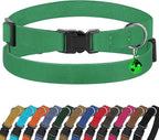Breakaway Cat Collar Leather with Removable Bell - 13 Colors Available - Soft Adjustable Girl Boy Safety Lightweight Pet Kitten Collars Pink Brown Blue Green Red Orange Black (Green)