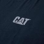 Caterpillar Trademark Banner Long Sleeve Tee Shirts for Men with Center Back Neck Wire Management Loop and Cat Workwear Logo