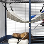 Jetec 2 Pack Cat Hammock for Cage, Catio Accessories Reversible Soft Cats Bed with Adjustable Straps and Hooks Double-Sided Linen and Fleece Hanging Hammock for Cats, Kitten(Cat and Plaid,L)
