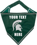 NCAA Michigan State Spartans Personalized Tie Bandana for Dogs & Cats, Size Large/X-Large. Custom Cat Dog Bandana Bib for Pets. Ultimate Game-Day & Party Customizable Scarf