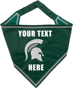 NCAA Michigan State Spartans Personalized Tie Bandana for Dogs & Cats, Size Large/X-Large. Custom Cat Dog Bandana Bib for Pets. Ultimate Game-Day & Party Customizable Scarf