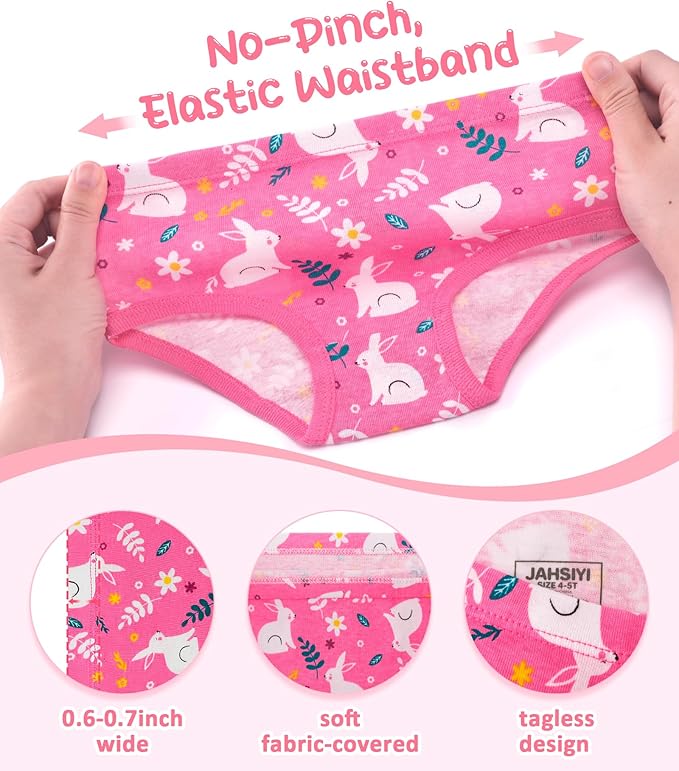 Girls and Toddlers 100% Cotton Underwear Tagless Soft Panties Size 2-3T,4-5T,6,8,10,12 (6-Pack)