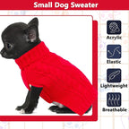 Xmas Dog Sweaters for Small Dogs Winter Dog Clothes Turtleneck Puppy Sweater Warm Pet Clothes Knitted Solid Cat Sweater Dogie Outfit XS~L(Red,S)