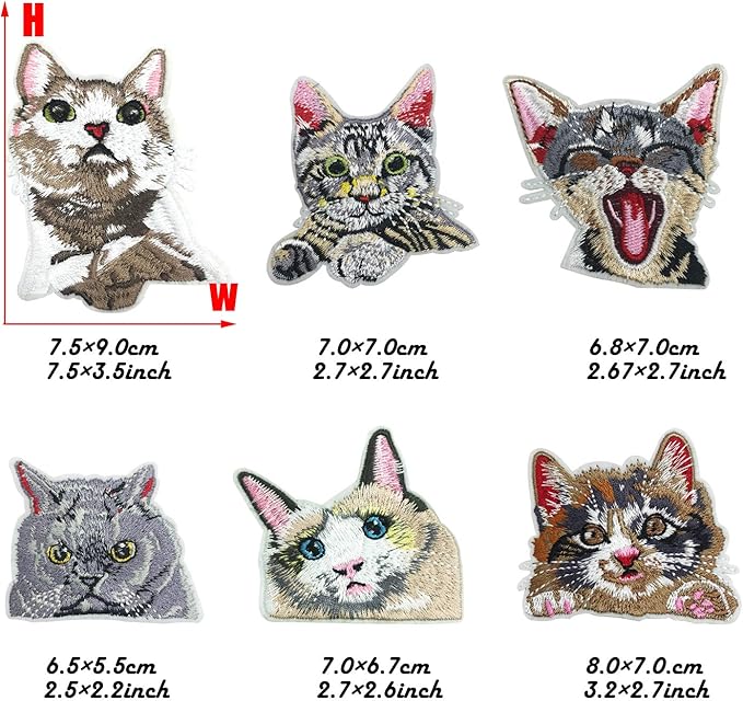 Woohome 16 PCS Cat and Dog Iron On Patches Assorted Cute Kitten Mini Cats Sew On Patches DIY Decoration or Repair, Embroidered Appliques for Clothing Backpacks Jeans T-Shirt Caps Shoes
