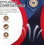 PUPTECK Dog Harness and Leash Set for Small Medium Dogs No Pull Step-in Soft Mesh Puppy Cat Vest Harnesses Reflective at Night, Denim NavyBlue XS