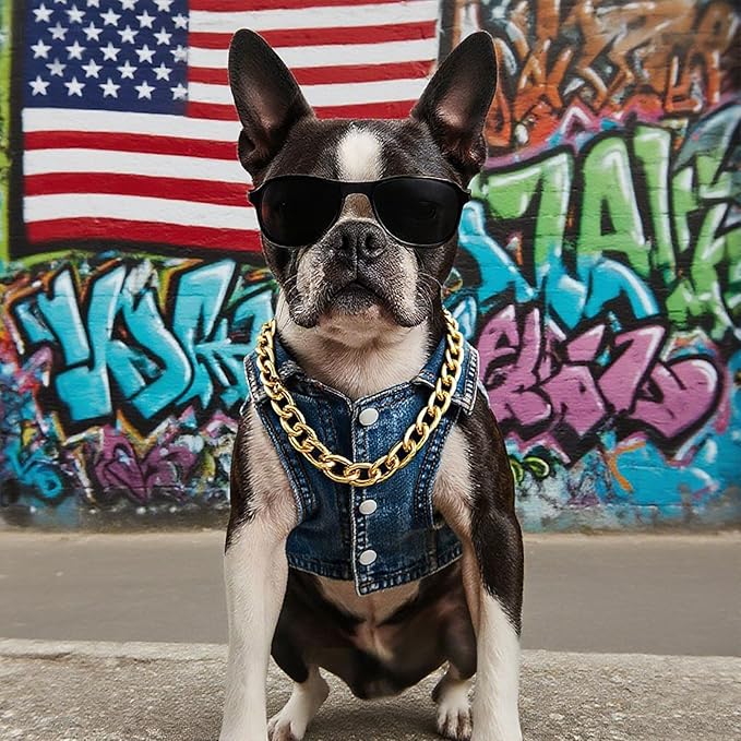 Cool Dog Jean Jacket Vest with D-Ring Blue Denim Dogs Outfits for Small Medium Dogs Cats Boy Male Dog Clothes Costume Dogggie Puppy Harness Coat for Frenchie Walking(Blue with D-Ring,XL)