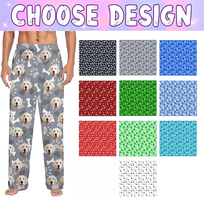 Custom Couple Pajama Pants Sock with Funny Face, Personalized PJ Anniversary Birthday Women Men Pants