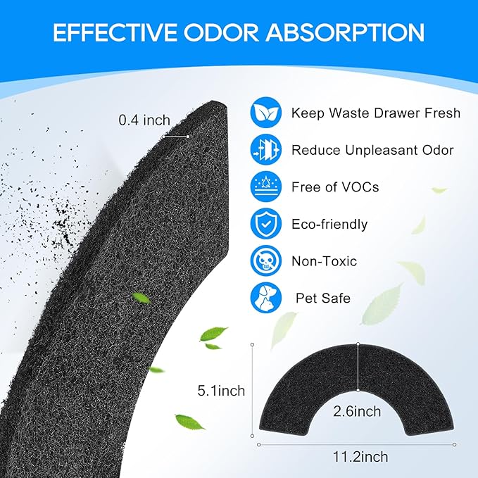 8-Pack Carbon Filters Compatible with Litter-Robot 4, Litter Box Filters Replacement Accessories, Activated Carbon Eliminate Odor, Controls Moisture on Pet's Body and Keep Home Fresh