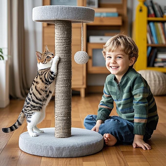 PowerKing Natural Sisal Replacement Scratching Post, 15.7'' 2 Pieces M8 Cat Scratch Post Refill Pole Parts for Refurbishment, Include Screws (Grey)