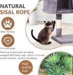 FDW | 36" Cat Tree Tower | Light Gray | Multi-Level Indoor Activity Center with Sisal Scratching Posts, Condos, Plush Perches, Hanging Cat Toys | Sturdy, Easy to Assemble | for Kittens & Adult Cats
