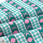 ARING PET St Patrick's Day Dog Bandana, Cute Green Grid Pink Clover Shamrocks Bow Pet Bandanas Scarf Triangle Bibs Handkerchief for Puppy Small Medium Large Boy Girl Dogs-L