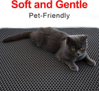 Cat Litter Box Mat: 36"x 30" Waterproof Kitty Cat Litter Trapping Mat, Easy-clean Double-layer Scatter Control Pad Rug (Grey)