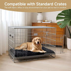 Washable Dog Bed Mat Soft Dog Crate Pad Fluffy Pet Kennel Beds Sleeping Mattress with Non-Slip Bottom for Large Jumbo Medium Small Dogs, 47 x 29 Inch, Black