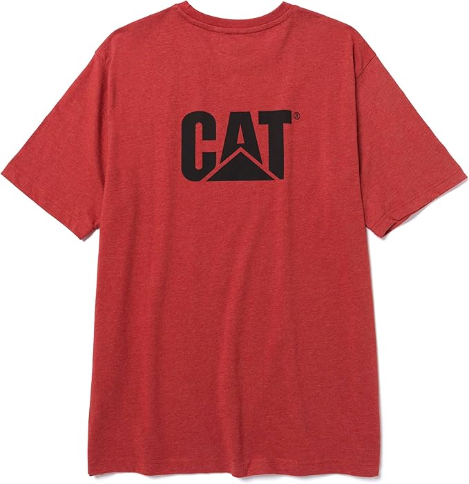 CAT Men's Trademark T-Shirts with Shape-Retention Rib Trim Spandex, Tagless Neck, and Cat Logo on Left Chest