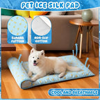 4 Pack Cooling Dog Mats with Supportive Pillow 23.6" x 31.5" Self Cooling Dog Pads Ice Silk Washable Pet Cool Mat Summer Cat Sleeping Pad with Storage Bag for Crate Bed Floor (Large, Blue)