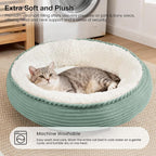 Love's cabin Round Donut Cat and Dog Cushion Bed, 20in Pet Bed for Cats or Small Dogs, Anti-Slip & Water-Resistant Bottom, Super Soft Durable Fabric Pet beds, Washable Luxury Bed Apple Green Stripe